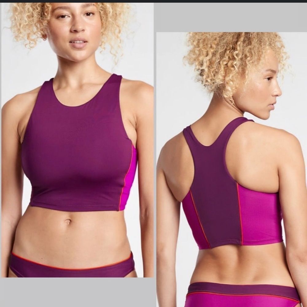 NWOT Athleta A-C Colorblock Crop Bikini Top SIZE large